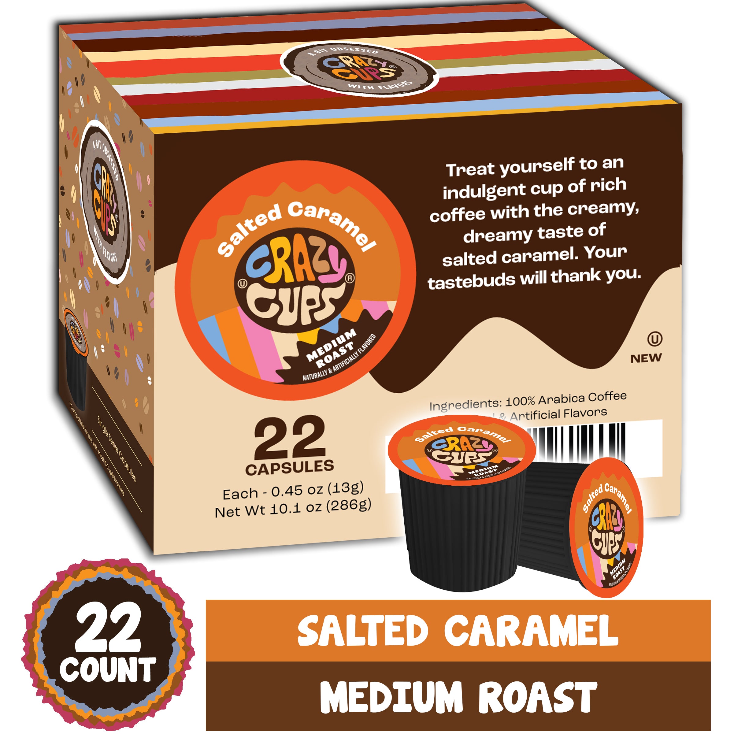 Salted Caramel Coffee Pods for Keurig K Cup Brewers Crazy Cups