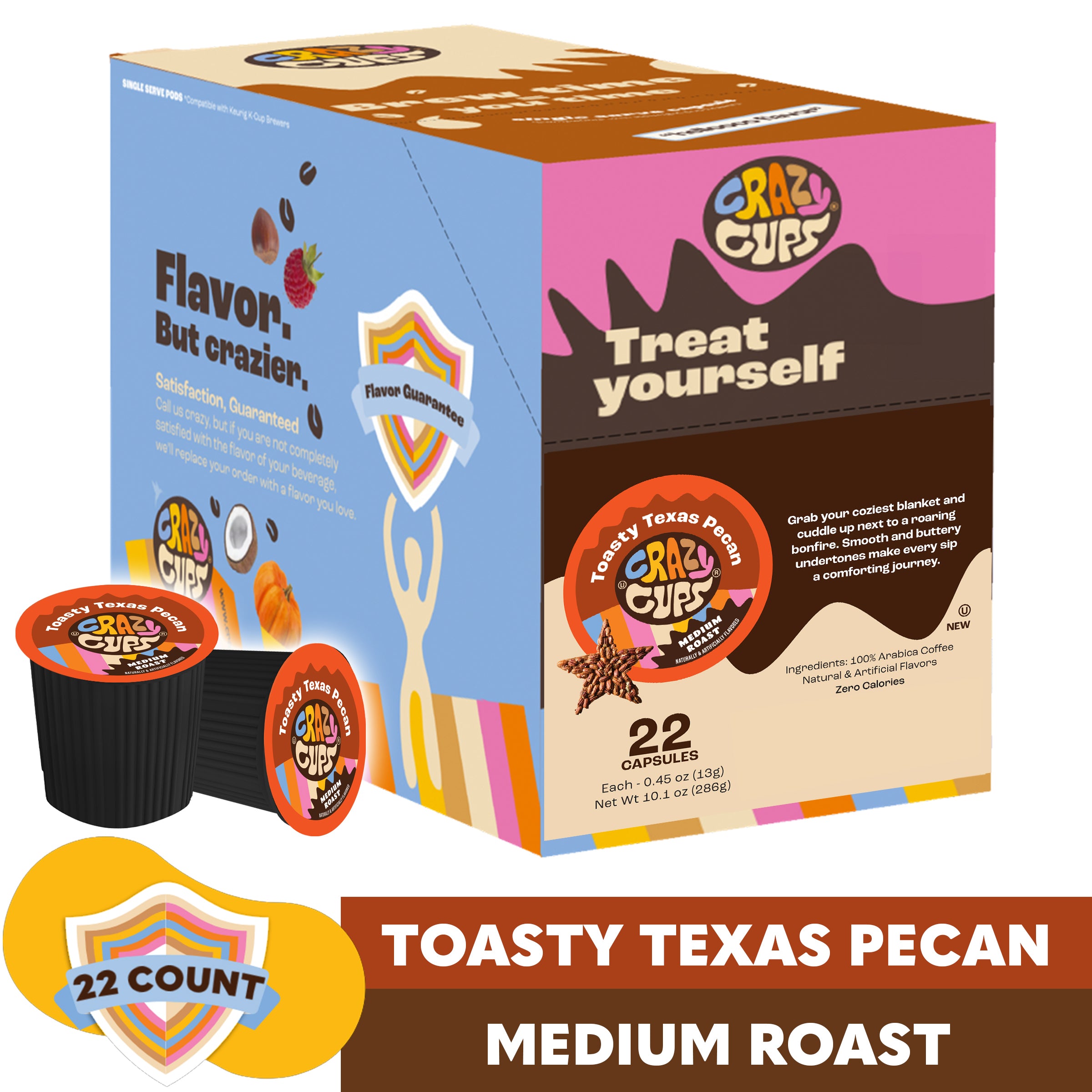 Toasty Texas Pecan Flavored Coffee Pods | Crazy Cups