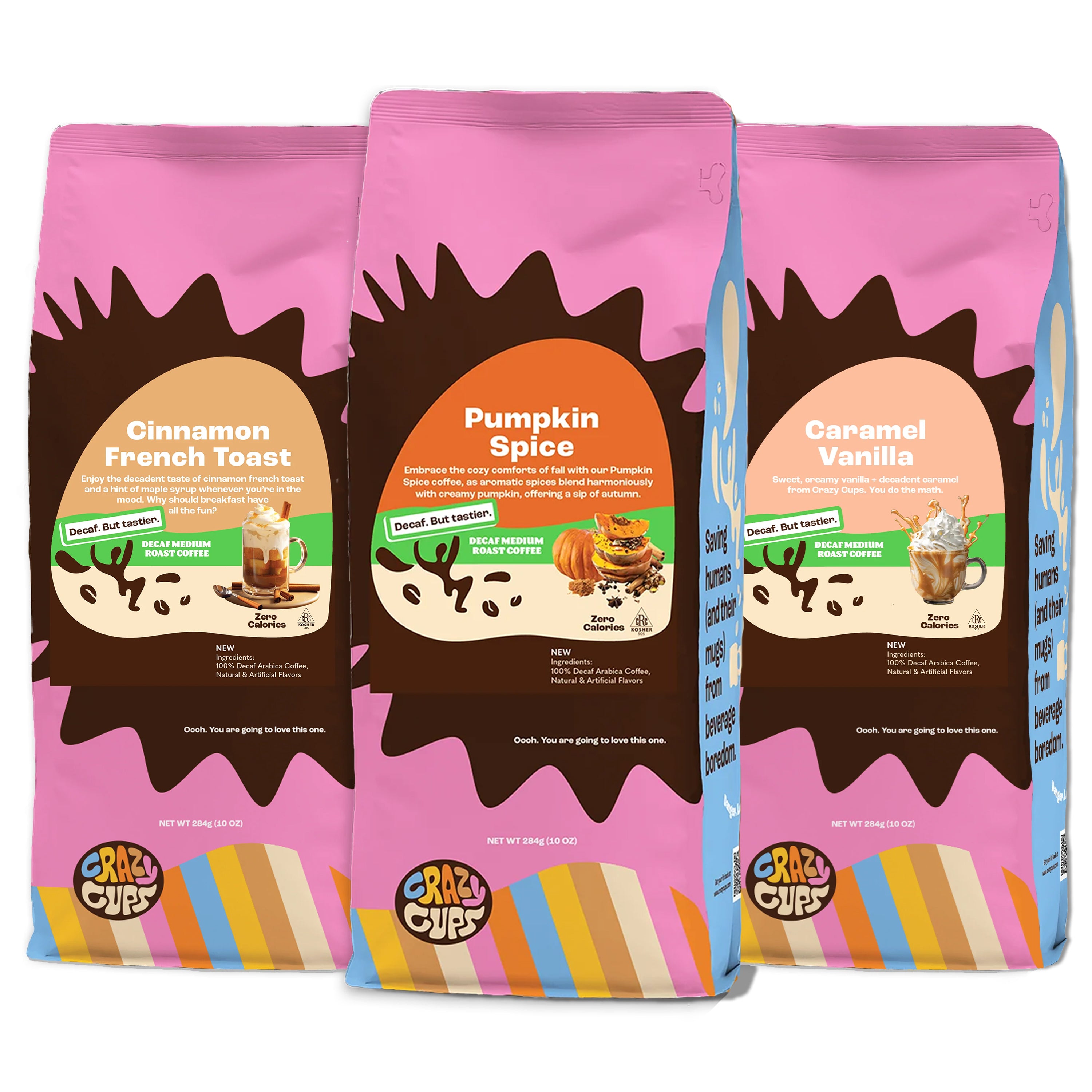 Decaf Sweetness & Spice Ground Coffee Variety Pack | Crazy Cups