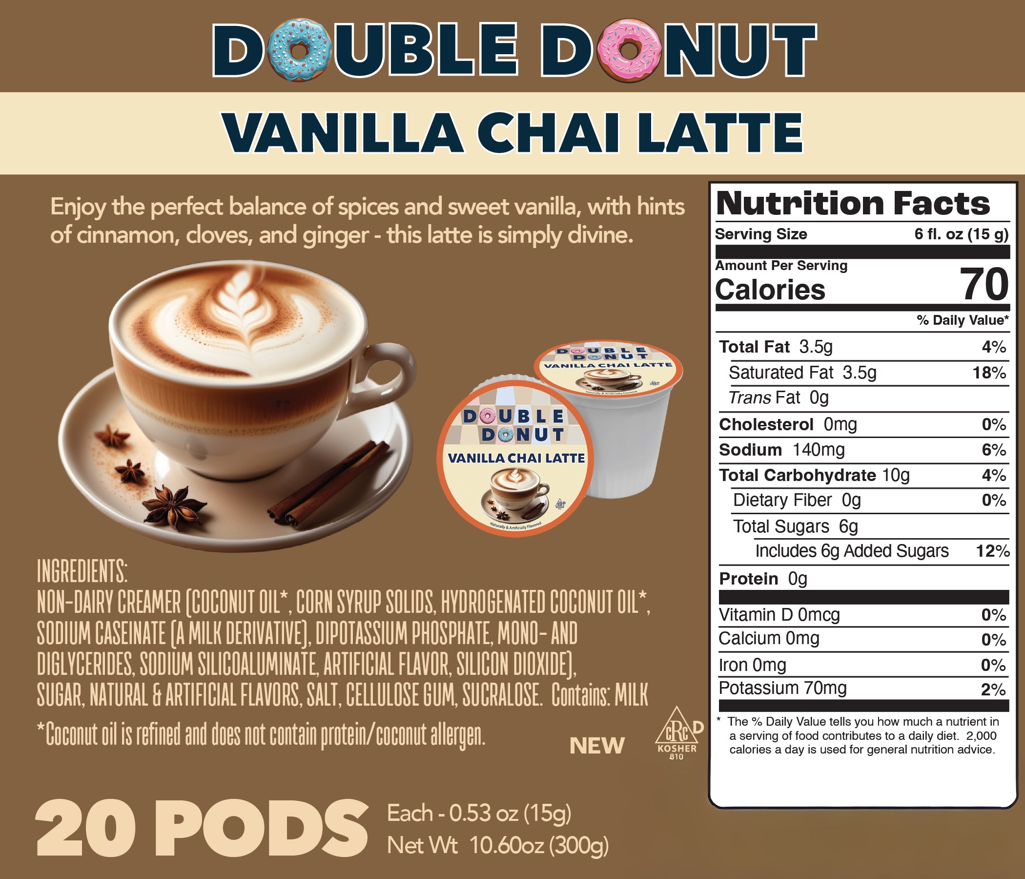 Double Donut Vanilla Chai Latte Pods – Crazy Cups