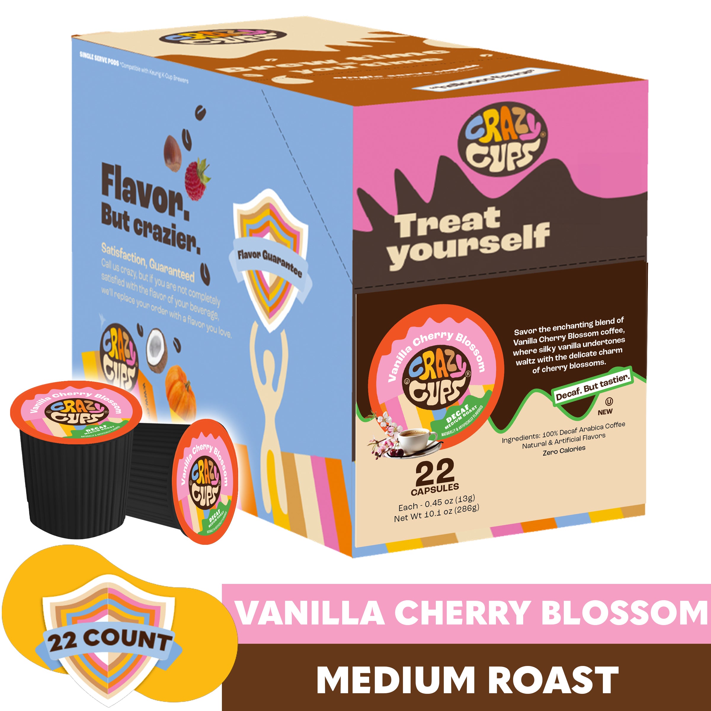 Decaf Vanilla Cherry Blossom Flavored Coffee Pods – Crazy Cups
