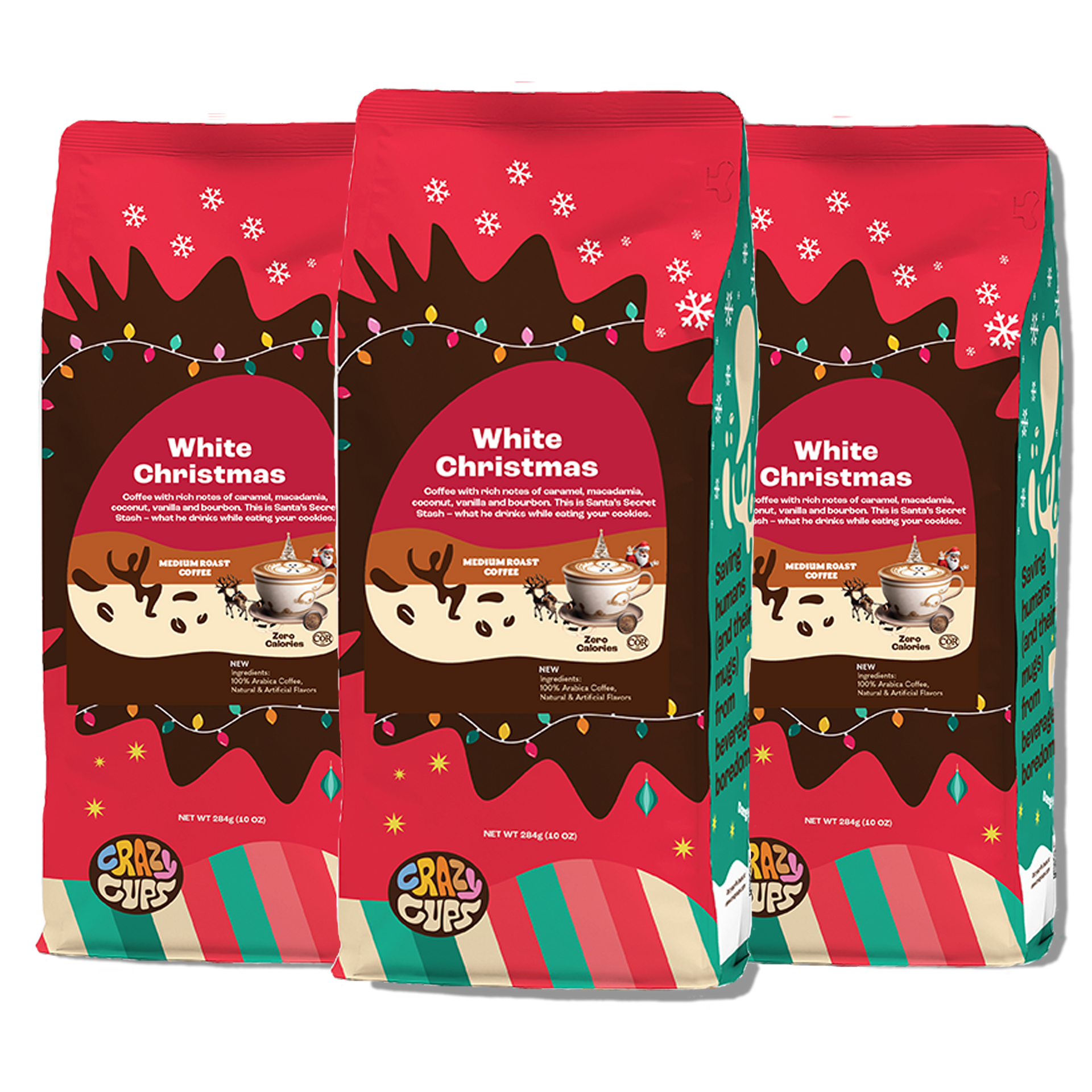 White Christmas Flavored Ground Coffee – Crazy Cups