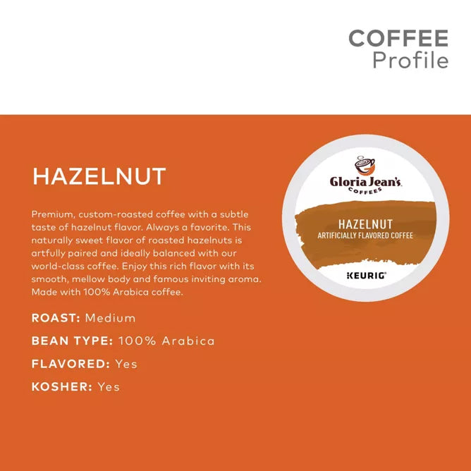 Gloria Jean's Coffees K-Cup Hazelnut Coffee Pods – Crazy Cups